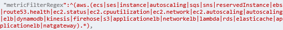 Regular expression to allow the metrics flow from the updated list of services.