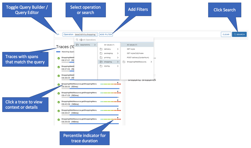 explore traces list